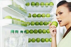 سیب سبز و آب برای کاهش وزن 10 کیلوگرم در ماه